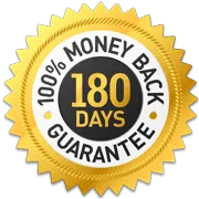 180-day 100% money-back guarantee badge for Joint Genesis risk-free purchase.