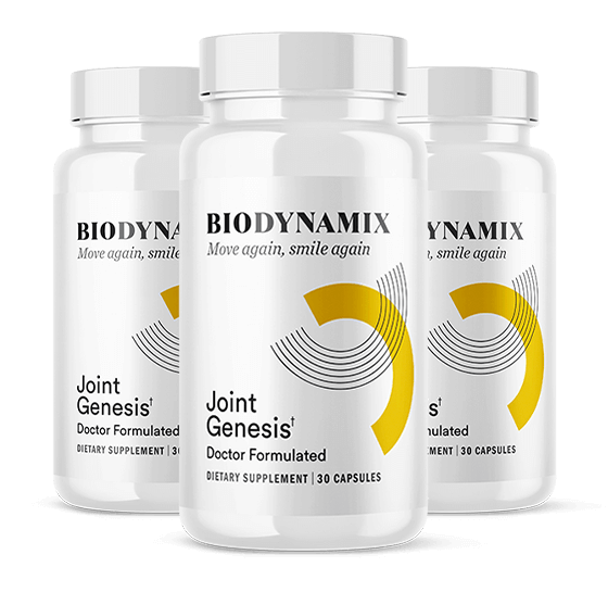 Three bottles of Joint Genesis for a 90-day supply including free bonuses